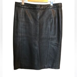 Vintage  Black Leather Buttery Soft Skirt Size 12